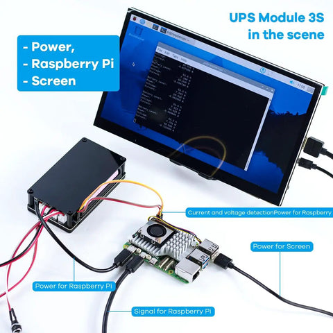 Uninterruptible Power Supply UPS Module For Raspberry Pi And Jetson Nano With Simultaneous Charging And Discharging setup.