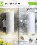 Round Outdoor Wall Cylinder Up And Down Light Fixture With 2x E26 Sockets 60W 120V White Finish ETL Listed during rain and snow