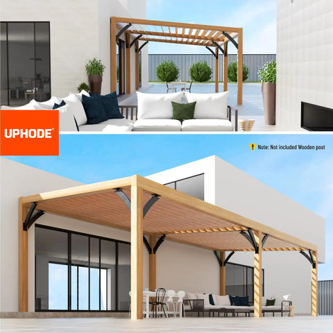 Q235 Steel Integrated Arc Pergola Brackets Heavy Duty 2Pack 45 Degree Adjustable Angle Supports For 2x4 Wood Beams Actual Tube Size One Point Five By Three Point Two Inches For Outdoor Use Built To Last