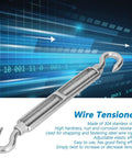 Heavy Duty Stainless Steel Cable Turnbuckle Tensioner Rust Proof Industrial Wire Rope Tightener Adjustable M16 Thread Hardware close-up view.