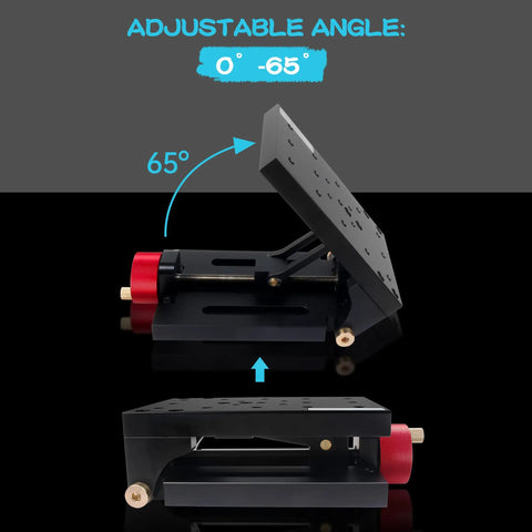 Side view of the Workhorse Tilting Angle Platform Milling Table 0 To 65 Degrees Swivel Angle Plate for CNC machining with 0-65° adjustment.
