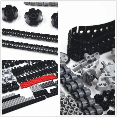 1533 Piece Technical Parts Building Block Set With Gears, Cross Axles, Wheels, Connectors, Chain Links, Pins, And Shock Absorbers