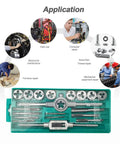 Pro Grade Metric Tap And Die Set With Taps M3 Through M12 And Matching Dies Includes Wrench Handle And Sturdy Storage Box for threading