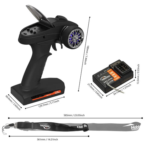 2.4G RC Transmitter And Receiver Kit With Lanyard For RC Car Boat And Crawler, 3 Channel ergonomic controller with foam wheel