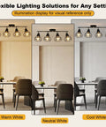 Lighting variations with 4 Light Track Lighting Fixture In Black Industrial Style With Open Wire Cage over dining table.