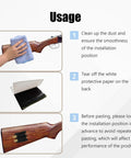 Installation steps for Six Pack Bullet Holders for Rifle Ammo with Adhesive Backing on wooden gun stock