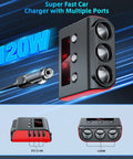 Slick Heavy Duty 7 In 1 Cigarette Lighter Splitter With 3 Independent 12V 24V Socket Outlets And 4 Fast Charge Usb Ports LED Voltage Monitor Built Tough For Trucks RV And Cars displayed with three sockets and four USB ports