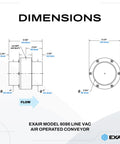 EXAIR Model 6086 dimensions for No Hassle Industrial Line Vac Pump Moves Scrap Parts And Bulk Material Fast With Straight 4 Inch Hose Connection High Output Pneumatic Vacuum Generator Quick Plug And Play Setup.