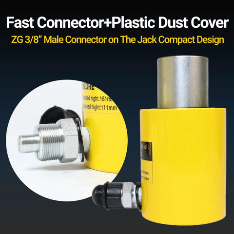 Fast connector and plastic dust cover of 20 Ton Hydraulic Cylinder Jack, Heavy Duty Porta Power Ram with hand pump.