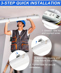 Person installing Rugged Four Foot Vapor Tight Shop Light With 40W 50W 60W Selectable Power And 3000K To 5000K Tunable CCT