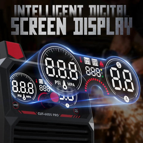 Close-up of digital display on 60 Amp Plasma Cutter With Blowback Start And Non Touch Pilot Arc Digital Display DC Inverter