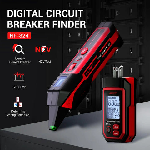 Rechargeable Circuit Breaker Finder With LCD Display And GFCI Outlet Tester, NCV Electric Tester And Circuit Tracer NF 824