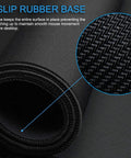 Close-up of rolled Extra Large Gaming Mouse Pad 31.5 By 15.7 Inch Desk Mat with non-slip rubber base and stitching detail.