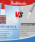 Ultra Strong Glass Glue For Mirrors Jewelry And Diy Art 30g Clear Adhesive With Fast Cure Bond That Sticks Without Clamps Ideal For Glass Repairs Trophies And Crystal Projects, image comparing with standard craft glue.