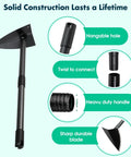 Heavy Duty Trenching Hoe With 60 Inch Handle For Weeding Cultivating Digging And Loosening Soil In Garden Beds And Landscaping Like A Pro A Sharp Edge Triangle Weeder For Quick Weed Removal And Soil Prep, showing handle features and blade.