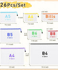 26 Pack Mesh Zipper Pouch Bags With 8 Sizes And Colors Clear Waterproof Zippered Storage Pouches for Organizing Office School Supplies