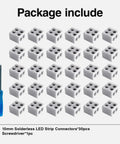 30 Pack Solderless LED Tape Light Connectors With Screw Terminal Blocks 2 Pin 10mm, Includes Screwdriver, Wire To COB