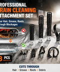 Built Different Beast Mode Drain Cable Auger Bit Set Works With One Half And Three Eighth Inch Cables With steel cutting heads for tough blockages.