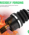 Close-up of CV Axle Front Right For Kawasaki Teryx 800 with 4340 Chromoly material and fire background