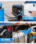 Hassle Free Electric Drum Pump With Telescopic Suction Tube And Swivel Nozzle for AC and DC power connections in use.