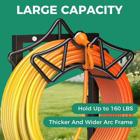 Heavy Duty Freestanding Hose Reel With Two Tool Hooks Rustproof Outdoor Hose Holder For 160 Foot Hoses 160 Pound Capacity