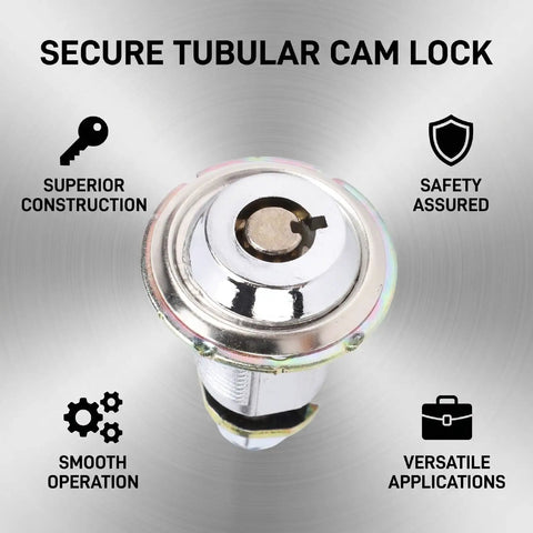 Tubular Cam Lock Zinc Alloy Round Door Keyed Replacement for File Cabinets and Small Enclosures, secure and durable design
