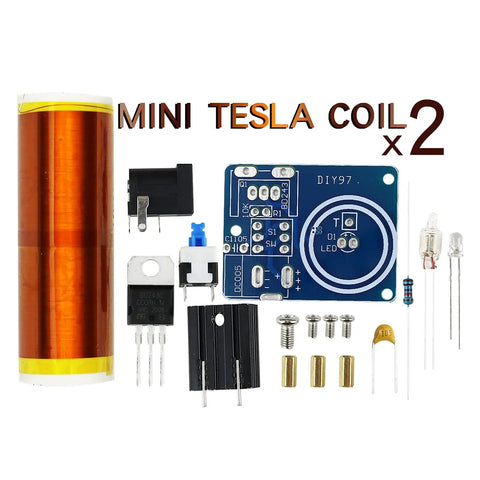 Music Tesla Coil Desktop Ornament With Three Arc Effects Lightning Maker Kit Bundle Includes Two Tiny DIY Tesla Coil Kits