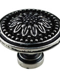 Vintage Sunflower Drawer Knob With Back Plate In Antique Silver Black Retro Cabinet Pull For Cupboard And Dresser Smaller 1.02 Inch Knob