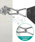6 Inch Stainless Steel Shade Sail Hardware Kit for Rectangle and Triangle Installations attached to wall with load-bearing details