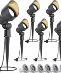 6-pack of 12V Low Voltage LED Landscape Spotlights, 3W Each, 200 Lumen, 3000K Warm White, Weatherproof Metal Path Lights For Garden