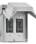Beefed Up Outdoor Electrical Outlet Box With Dual 20 Amp Weather Resistant Gfci Receptacles rated rainproof and rust resistant.