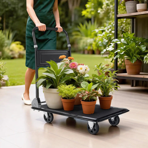 Heavy Duty 2 Tier Foldable Platform Hand Truck With 700 Lb Capacity For Warehouse Garage Workshop Or Office Use, carrying plants