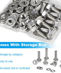 10 Sets 5/16-18 By 1 Inch Flanged Hex Bolts Kit With 5/16-18 Nuts Flat Washers And Spring Lock Washers In 304 Stainless Steel