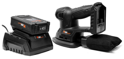 Cordless Palm Sander With 20V Max 2.0Ah Battery And Charger, Angled Nose For Tight Corners, Model 20401, Black