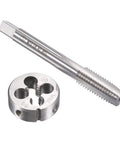 M10 X 1.5 Left Hand Tap And Die Set for rethreading damaged threads on nuts, bolts, and screws, shown from above.