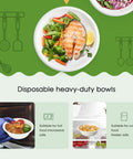 Heavy Duty 12 Oz Disposable Paper Bowls with salad and fish, Biodegradable Compostable Sugarcane Bagasse, Eco Friendly, Microwave Safe