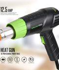 Heavy Duty 12 Point 5 Amp Heat Gun Kit With Dual Temperature Settings 300C And 500C Includes Four Nozzles Fast Heat