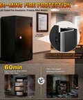 60 Minute Fireproof Safe For Home And Office That Keeps Your Stuff Safe, featuring fire-resistant materials and a secure lock.