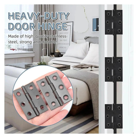 Stainless Steel Door Hinges Set with Screws for Cabinets and Drawers, flat butt hinge on door, room background