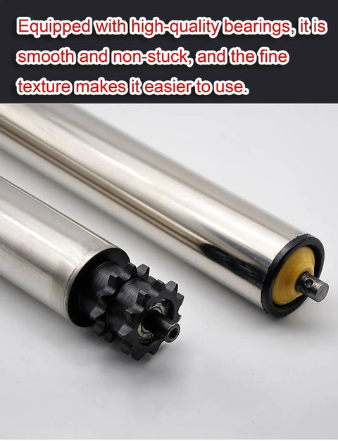 Heavy Duty Stainless Steel Conveyor Rollers Idler Pulleys For Belt Systems 5 Pack close-up of bearings and roller details