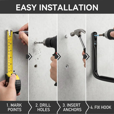 Step-by-step installation of Heavy Duty Garage Storage Hooks 10 Pack Wall Mount J Utility Hangers for easy setup.