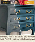 Top Shelf Natural Wood Finishing Wax For Furniture Sealer Blending Carnauba And Beeswax enhances chalk-painted dresser finish.