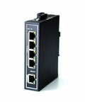 Unmanaged 5 Port Industrial Ethernet Switch 10/100Mbps Plug And Play With DIN Rail Or Wall Mount UL Listed Fanless Wide Temperature Front View