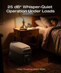 Delta 3 Ultra Portable Power Station With Solar Panel And 3072Wh LiFePO4 Battery in a bedroom with quiet operation
