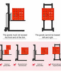 Heavy Duty Electric Pallet Stacker With Rock Solid Hydraulic Rig Designed To Haul 1100 Lb Pallets And Climb Four Feet High Without Breaking A Sweat In Crowded Shops guidelines for loading balance.