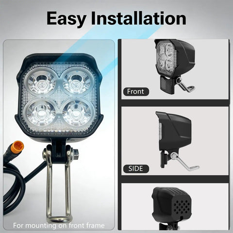 2 In 1 Headlight And Horn For Night Riding Ultra Bright 470 Lux Front Light With 75 To 100 Db Horn 3 Pin Male Connector For 36V 48V Foldable Mountain Ebikes