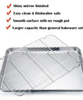 Stainless Steel Baking Sheet Set With Rack For Oven And Dishwasher Safe 19.6 Inch Two Pans And Two Racks, no coatings