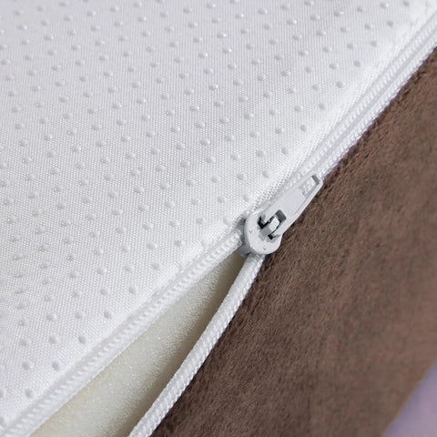 Close-up of Comfy Foam Recliner Chair Cushions With Back Support For Elderly Non Slip 4 Inch Thick Seat Cushion with zipper detail