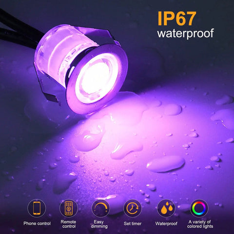 WiFi RGB LED Deck Lights Kit 10 Pack, Recessed In Ground Outdoor Lamps, Waterproof Low Voltage, Color Changing, Alexa and Google Assistant Voice Control, Easy App Control for Patio Path Yard Stairway Landscape