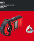 2-In-1 Laser Level And Stud Sensor Pro Grade Tool With Self Leveling Beam, includes bracket and batteries, red design